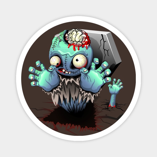 Zombie Monster Cartoon Magnet by BluedarkArt